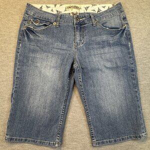 YMI Womens 13 Bermuda Shorts Blue Denim Medium Wash Mid Rise Stretch City Angels